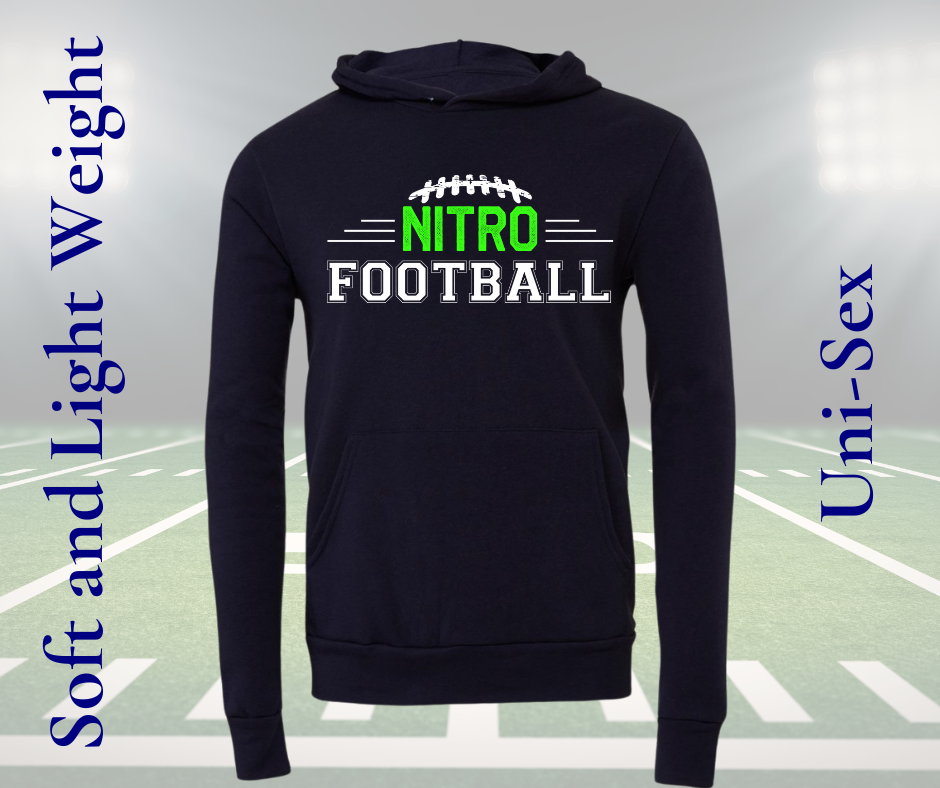 Nitro Football Hoodie black unisex adult soft lightweight pullover sweatshirt with football graphic