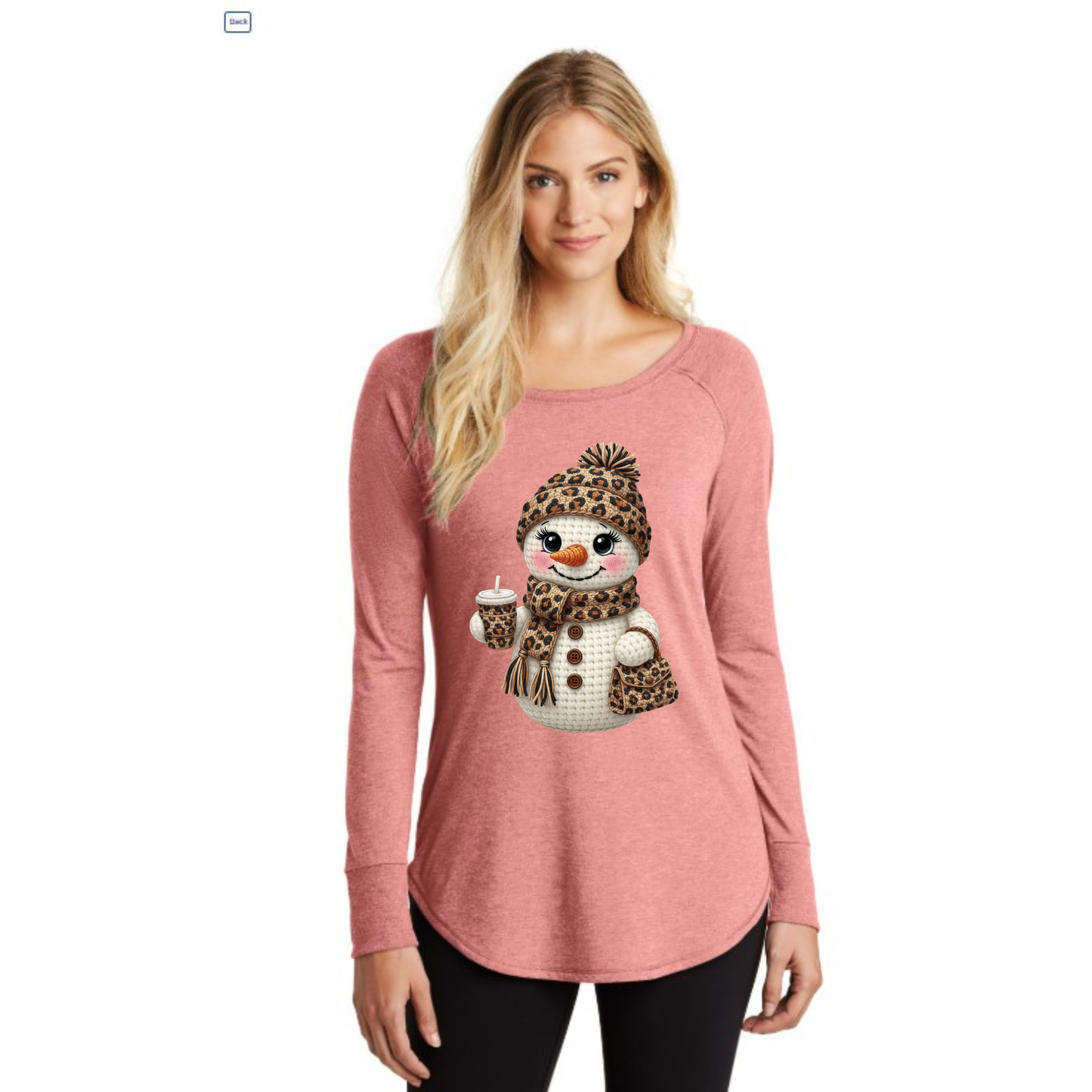 Snowy Sips & Leopard Drips Long Sleeve Shirt