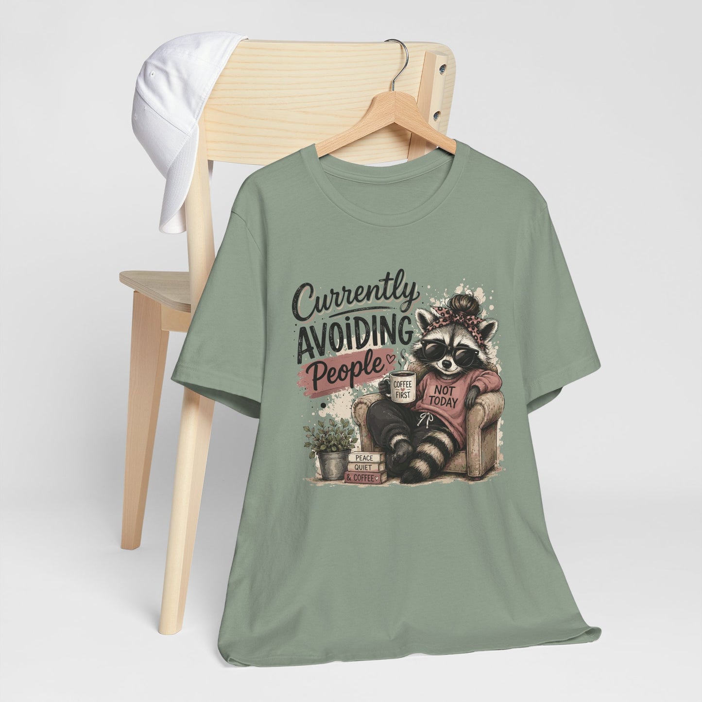 Currently Avoiding People Raccoon Graphic Tee