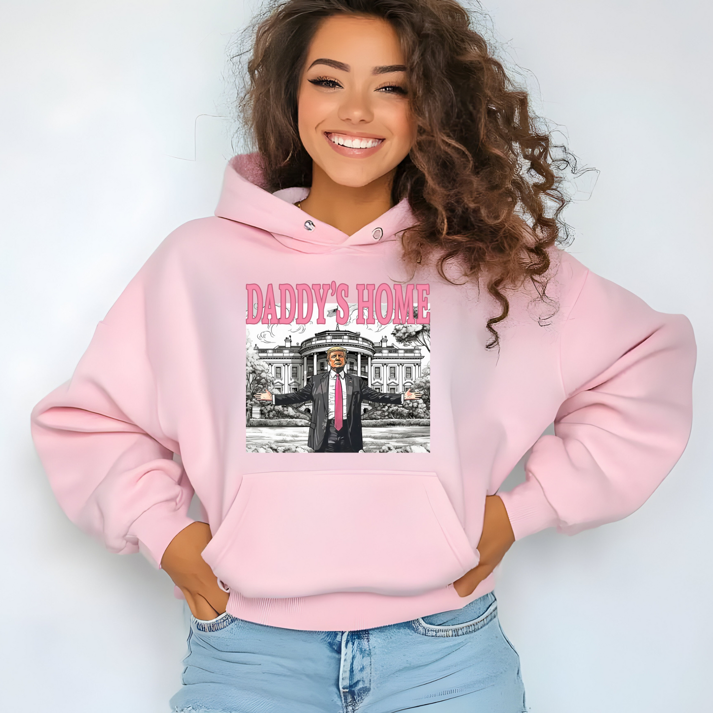 trump Apparel hoodie featuring "Daddy's Home" text and White House image.