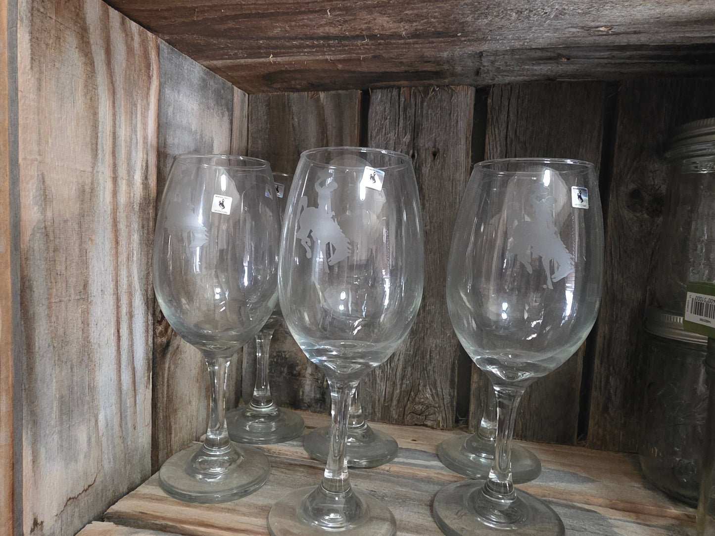 Wine Glass with Stem - Wyoming Cowboys