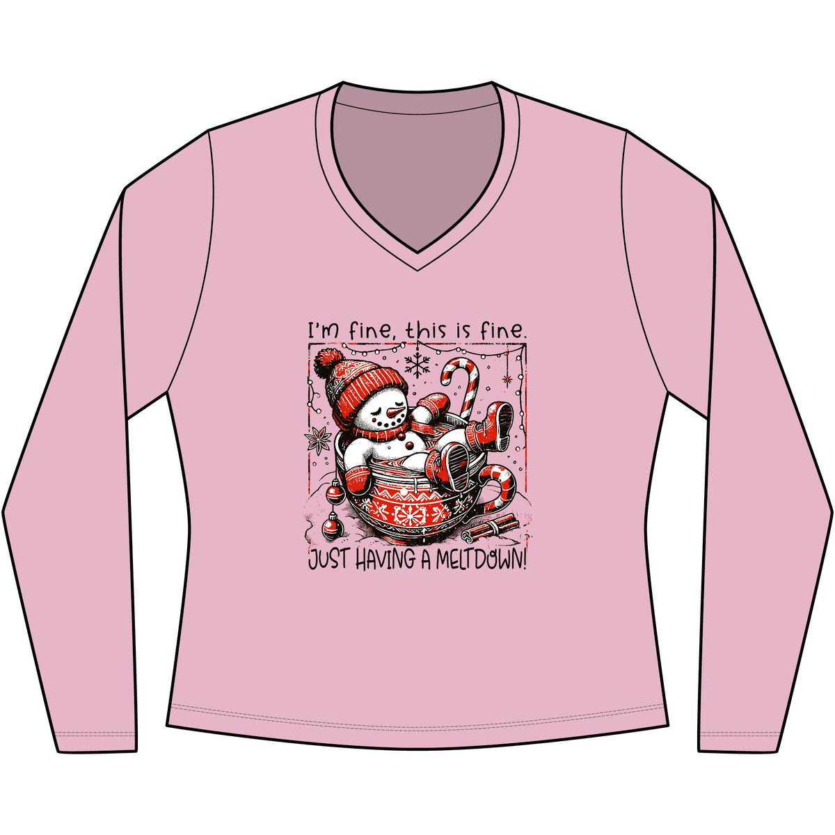I’m Fine, Just Having a Meltdown Women’s Long Sleeve V-Neck Tee