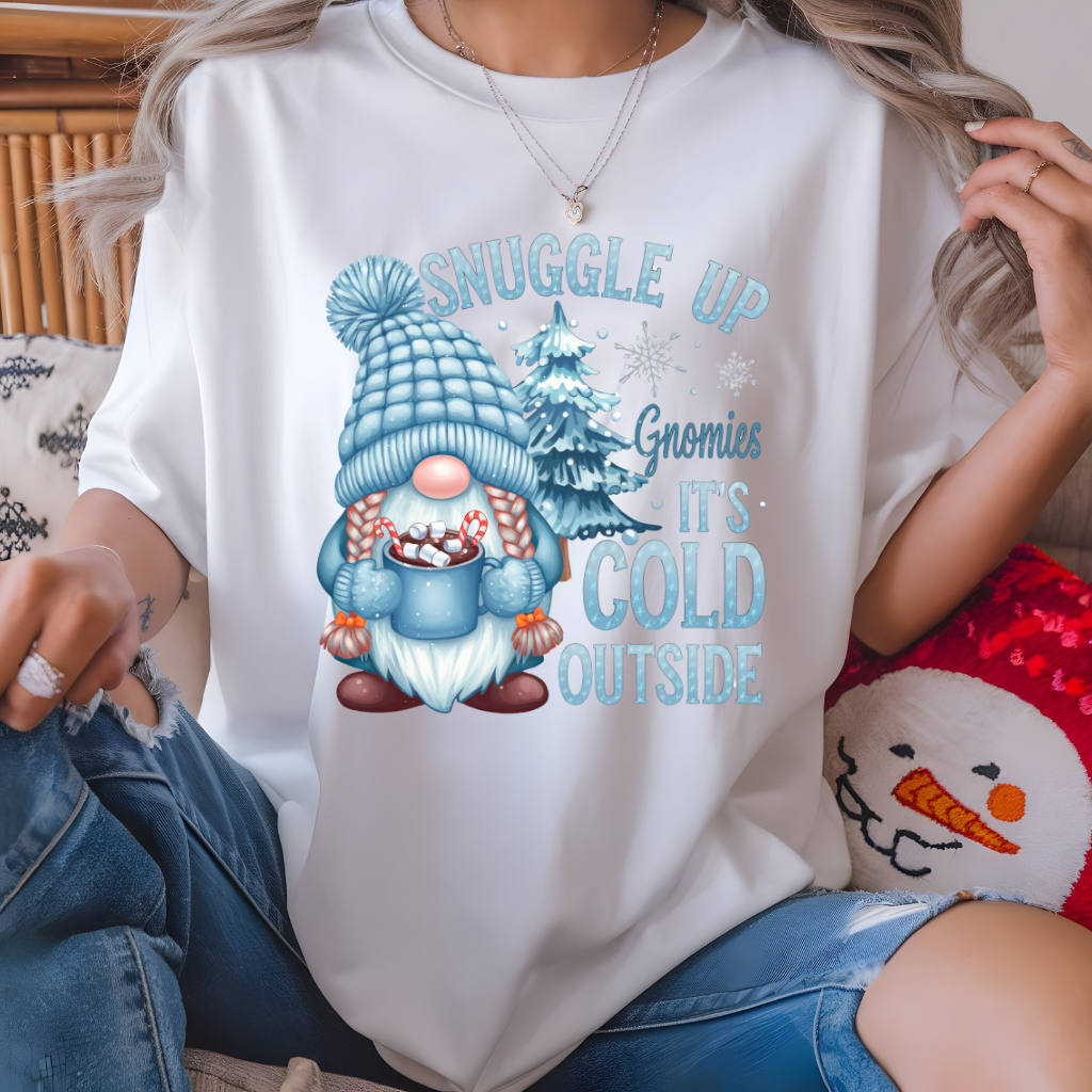 Gnome It's Cold Outside Shirt with cute winter gnome design.
