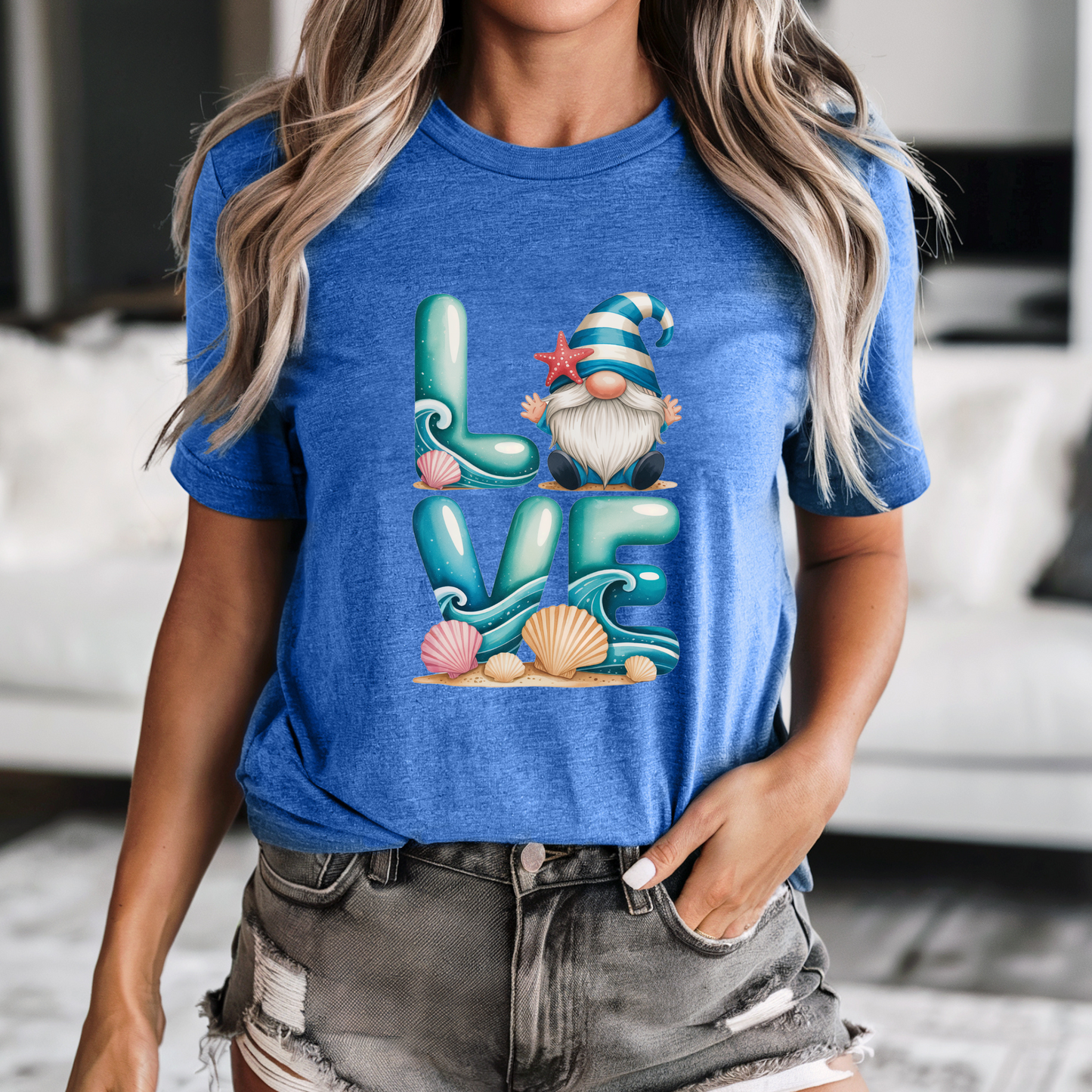 Love Beach Gnome Tee with whimsical design and oversized fit for ultimate comfort.