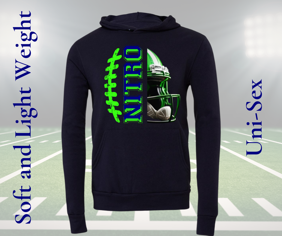 Nitro Football Hoodie black unisex lightweight soft adult hoodie with football helmet graphic