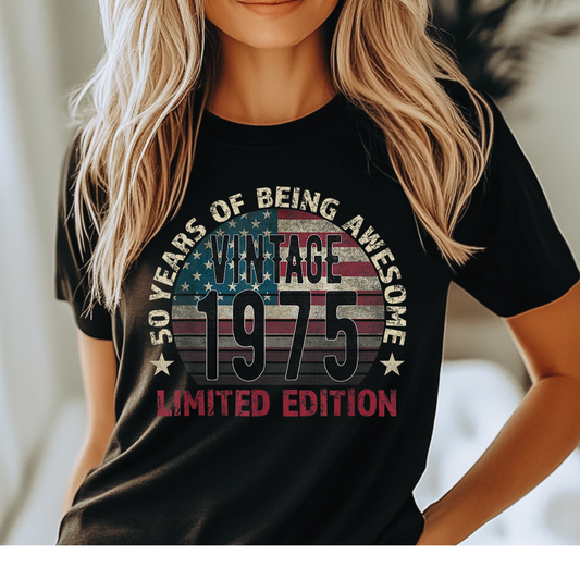 Vintage 1975 Limited Edition unisex t-shirt celebrating 50 years.