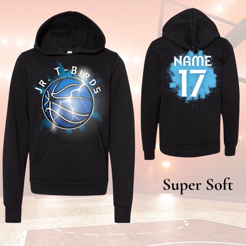 Jr Tbird Adult Hoodies Splash for basketball fans, soft and cozy, customizable design.
