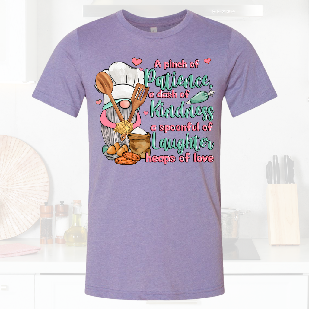 Kindness Cooking Gnome Shirt with whimsical design for cooking enthusiasts.