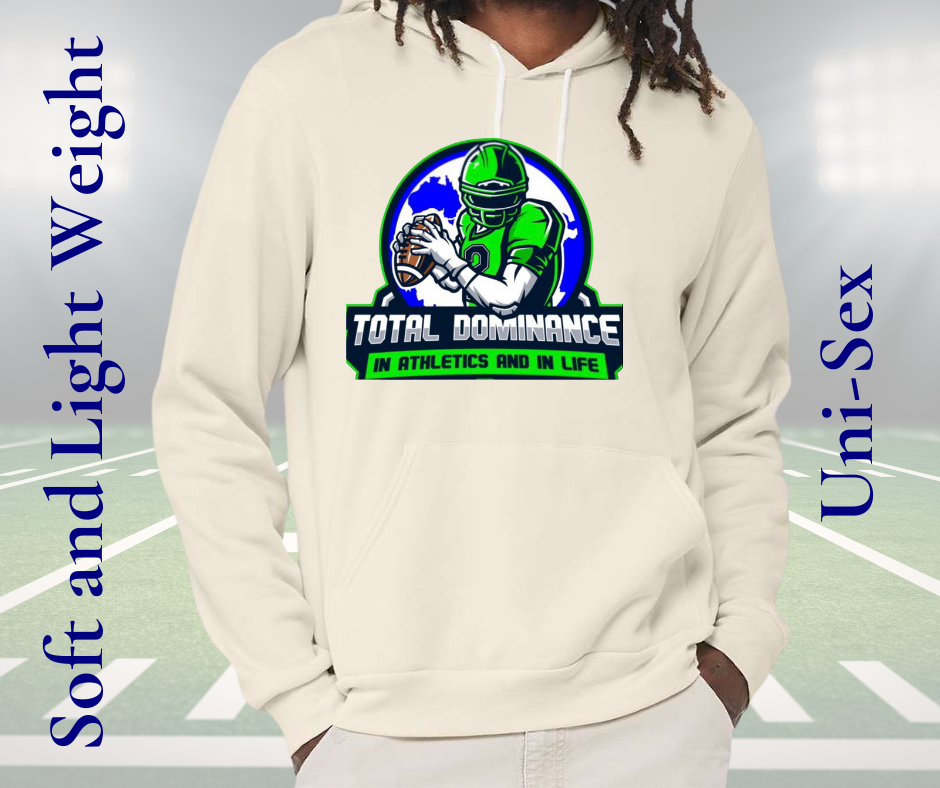 Nitro Football Hoodie unisex adult soft lightweight hoodie with football graphic and Total Dominance slogan
