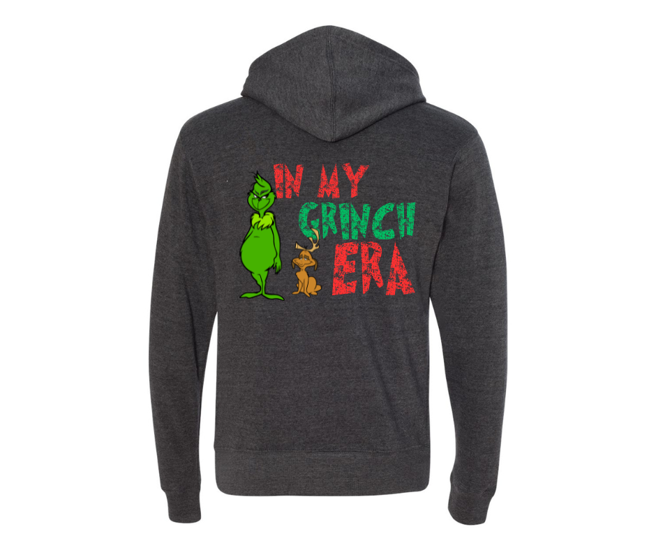 Grinch Era hoodie with kangaroo pocket and Grinch graphic on the back.