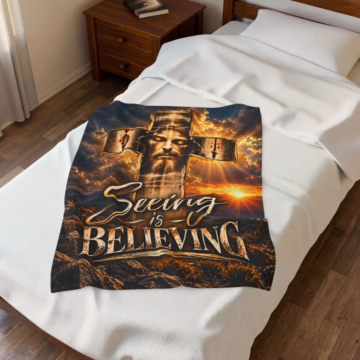 Seeing Is Believing Shroud of Turin Inspired Faith Blanket