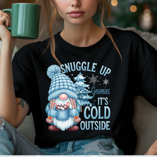 Gnome It's Cold Outside shirt with cute gnome design, perfect for winter layering.