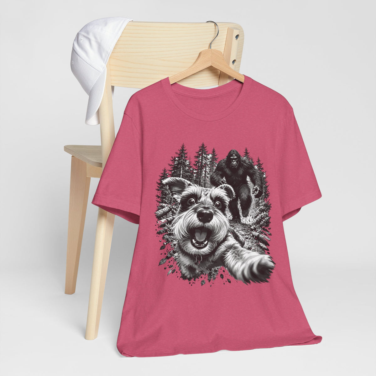 Bigfoot Made Me Run Funny Dog & Sasquatch Graphic Tee