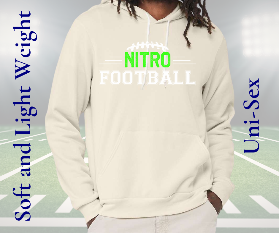 Nitro Football Hoodie soft lightweight adult unisex hoodie with green and white football design