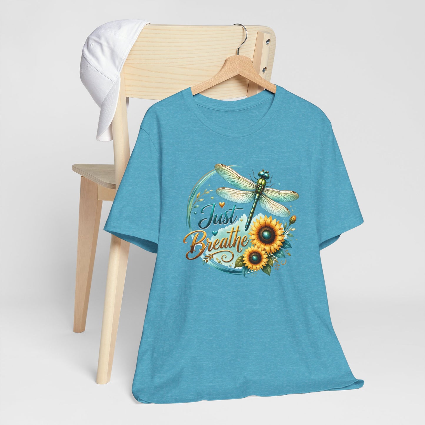 Just Breathe Sunflower Tee β Dragonfly Inspirational Shirt