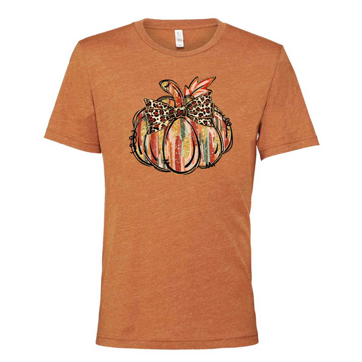 Autumn T-shirt with a pumkin and a leopard bow