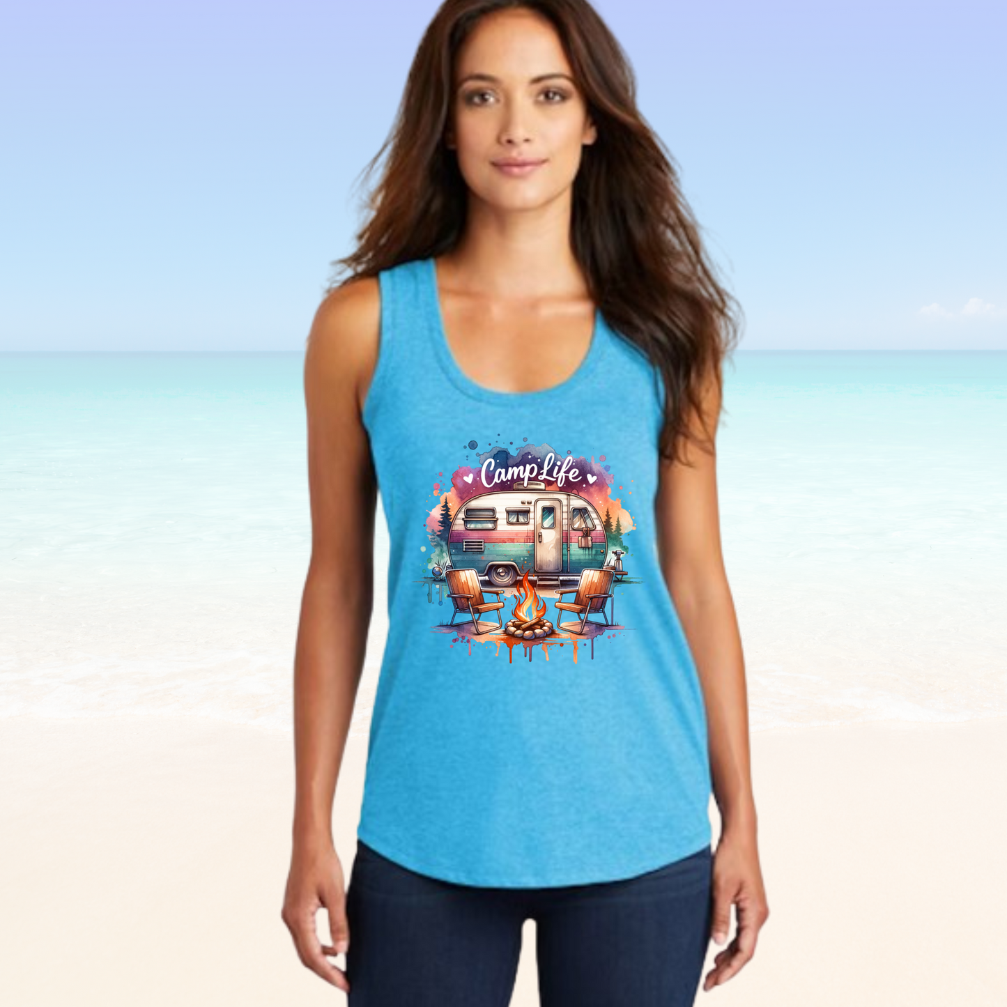 Camp Life Tank Top in Turquoise for Women
