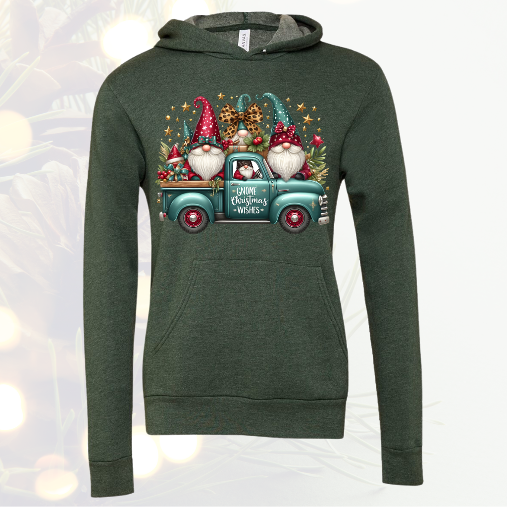 Christmas Gnome Hoodie Heather Green