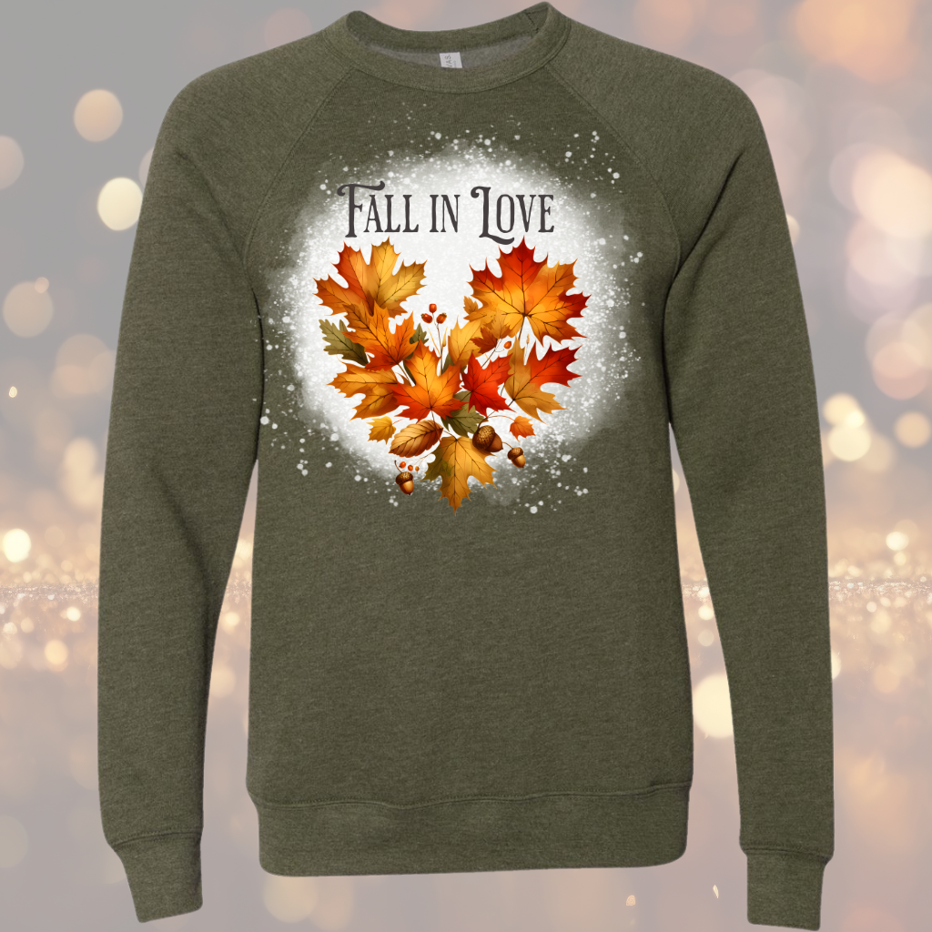 Fall Leaves sweatshirt for women in olive color