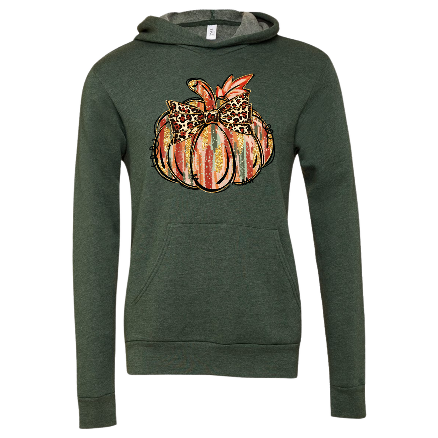 Forest Green hoodie with a colorful pumkin