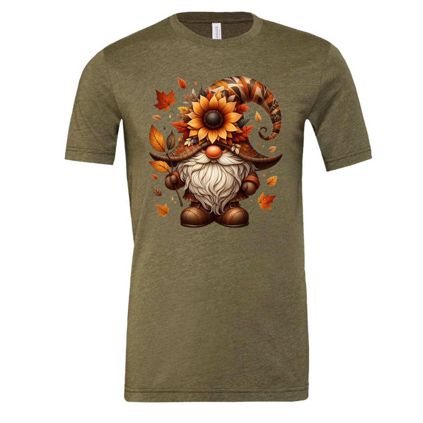 Gnome fall sunflowers and leaves