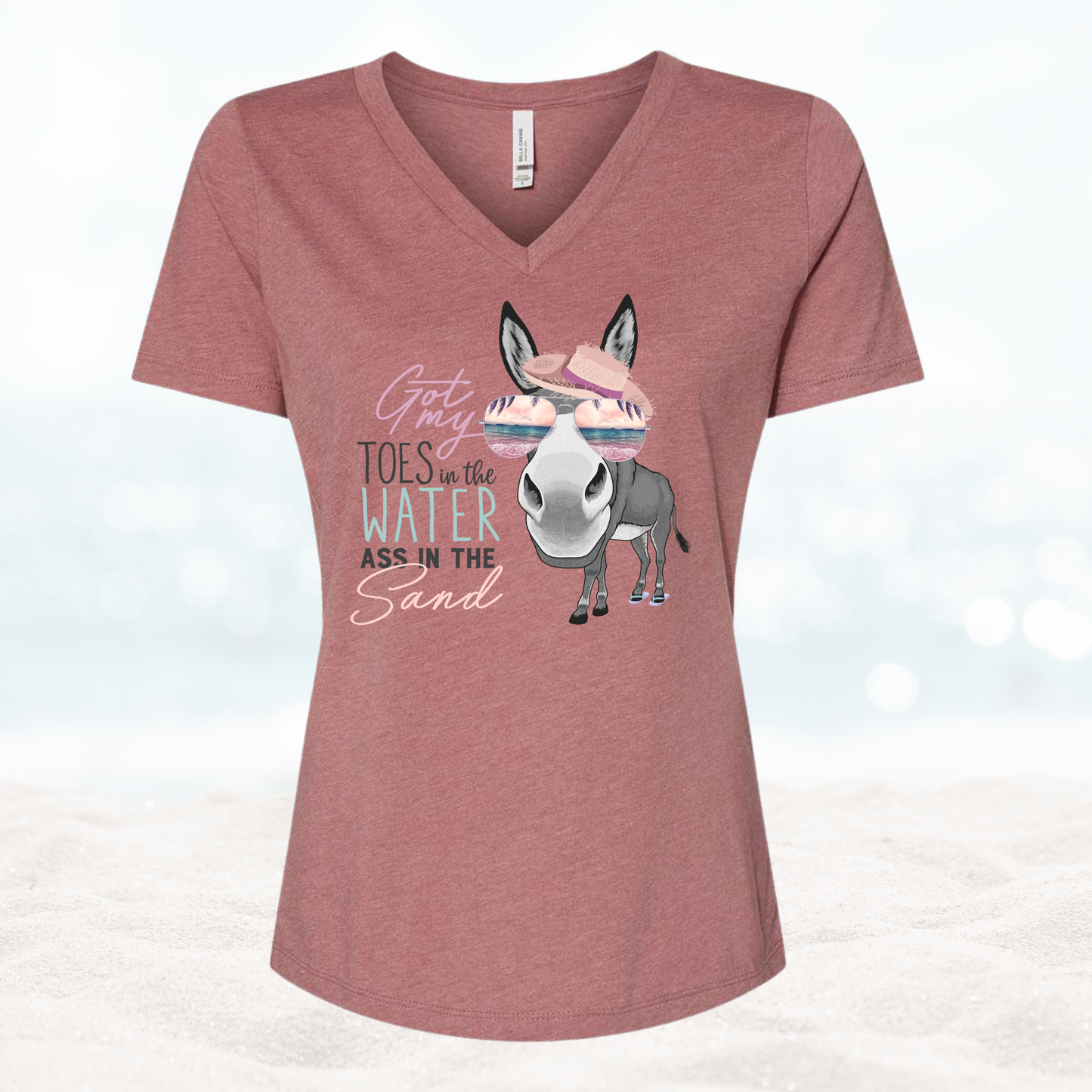 Got_My_Toes_in_The_Water_Ass_in_the_Sand_Mauve Vneck_Shirt