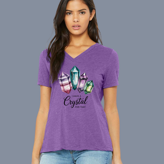 I have a Crystal for That purple Vneck Shirt for women