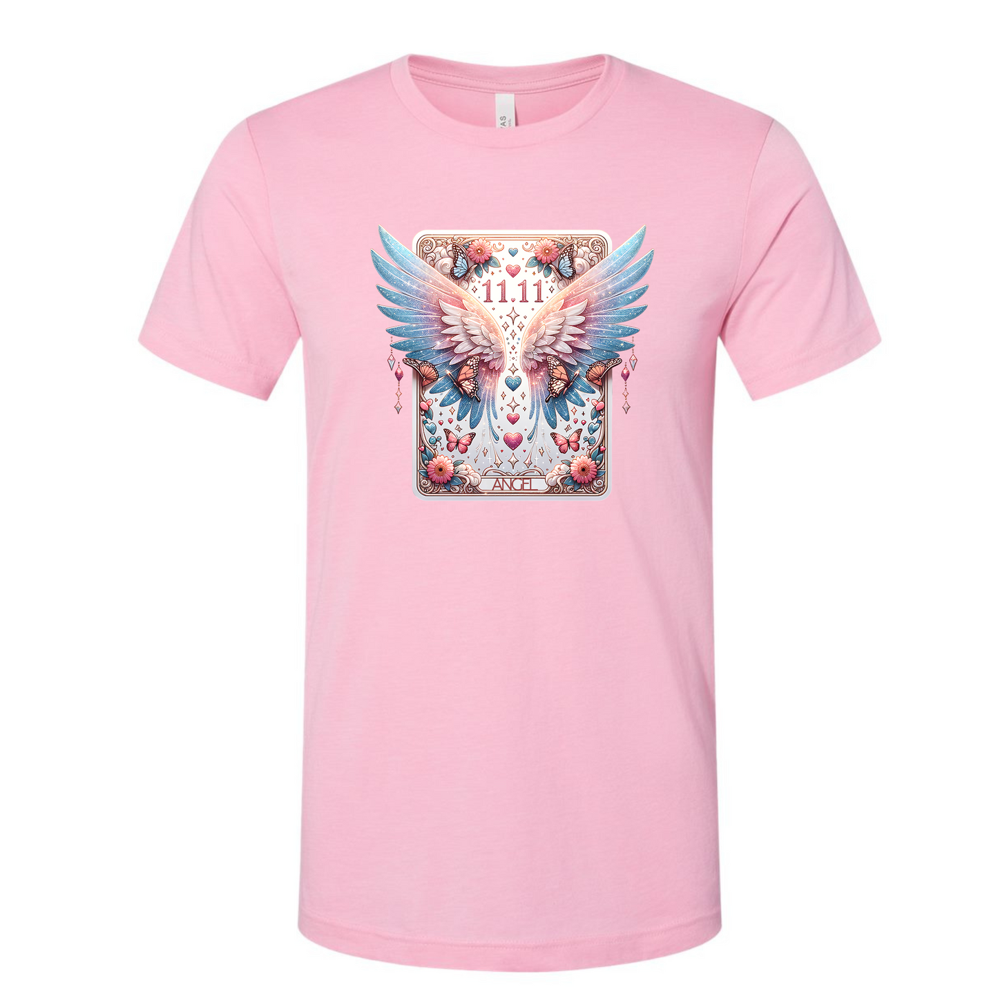 Pastel angel wings, butterflies, and the divine 11:11 design make this soft tee a dreamy reminder of love, guidance, and celestial magic