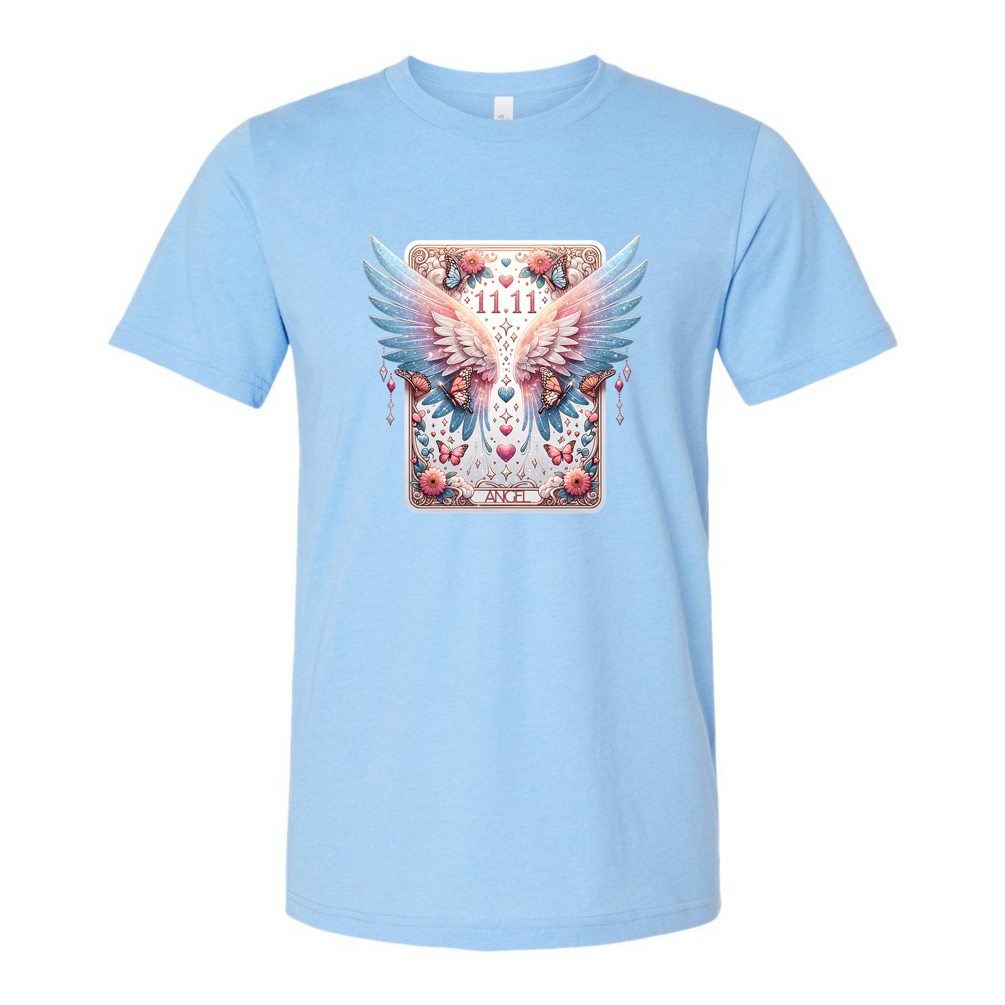 Pastel angel wings, butterflies, and the divine 11:11 design make this soft tee a dreamy reminder of love, guidance, and celestial magic