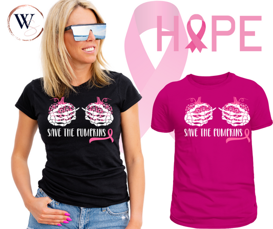 Save the Pumkins Breast Cancer Awareness Shirt in Black or Pink