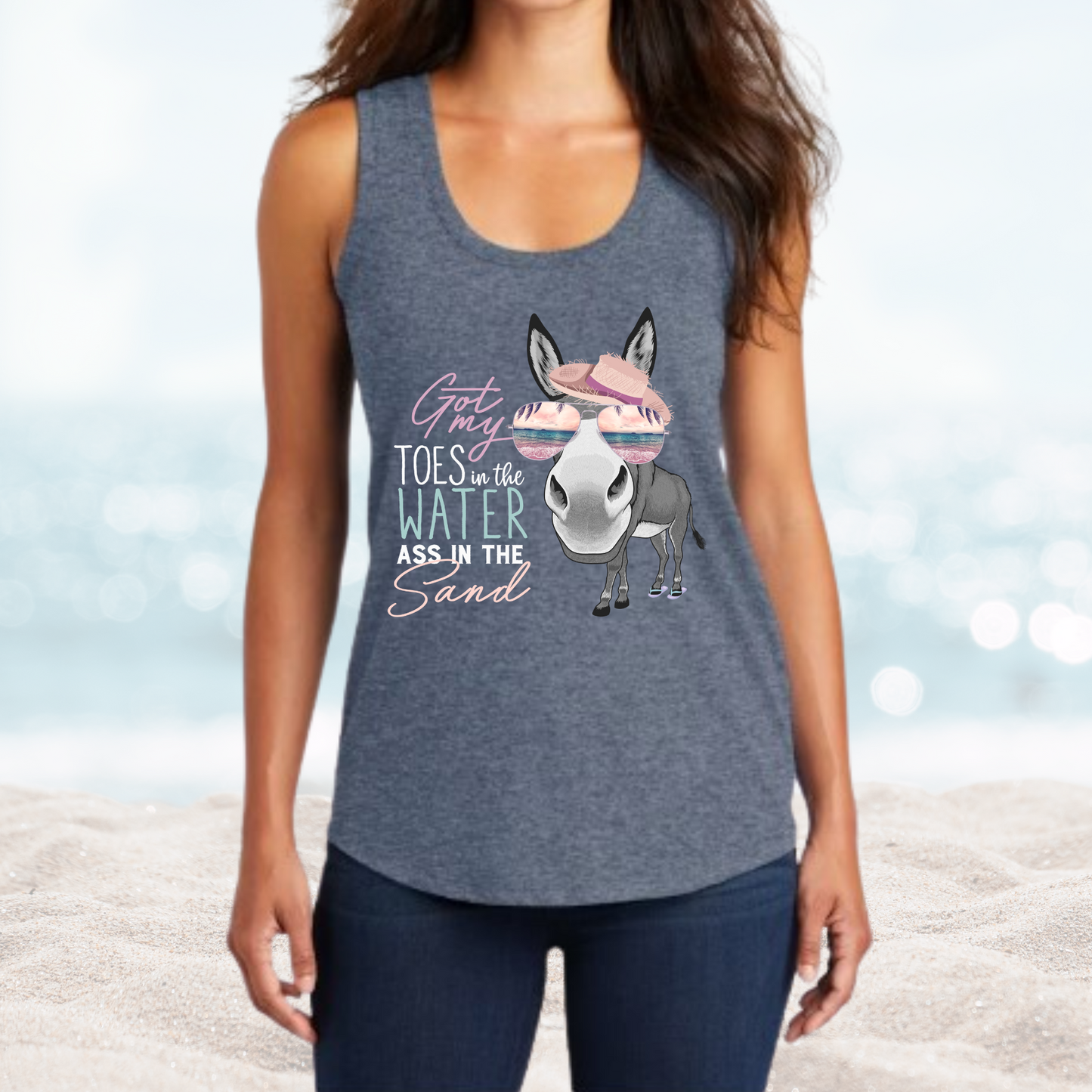 Toes in the Water Ass in the Sand Tank top in Navy Frost