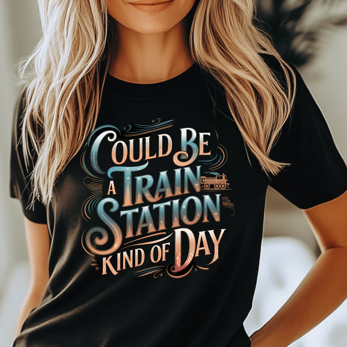 Train Station Kind Of Day Shirt featuring playful typography design.