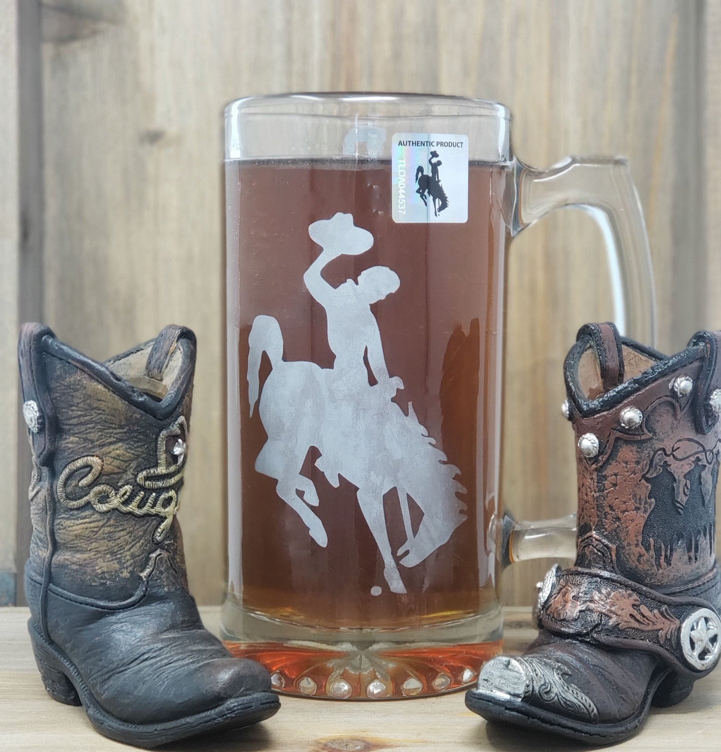 Wyoming Cowboy Beer Mug 24 oz