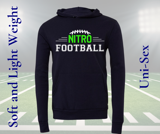 Nitro Football Hoodie black unisex adult soft lightweight pullover sweatshirt with football graphic
