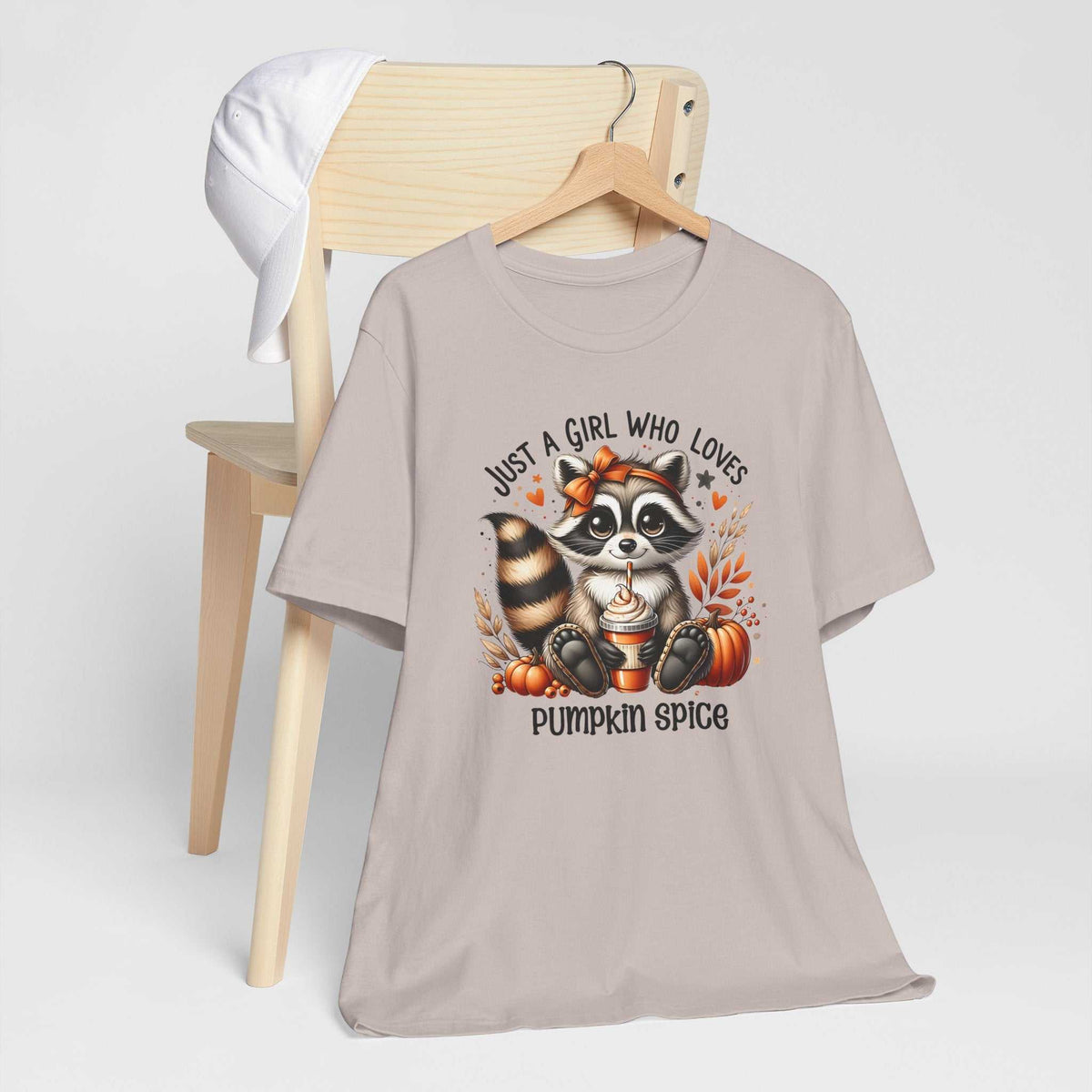 Just a Girl Who Loves Pumpkin Spice Raccoon Fall T-Shirt