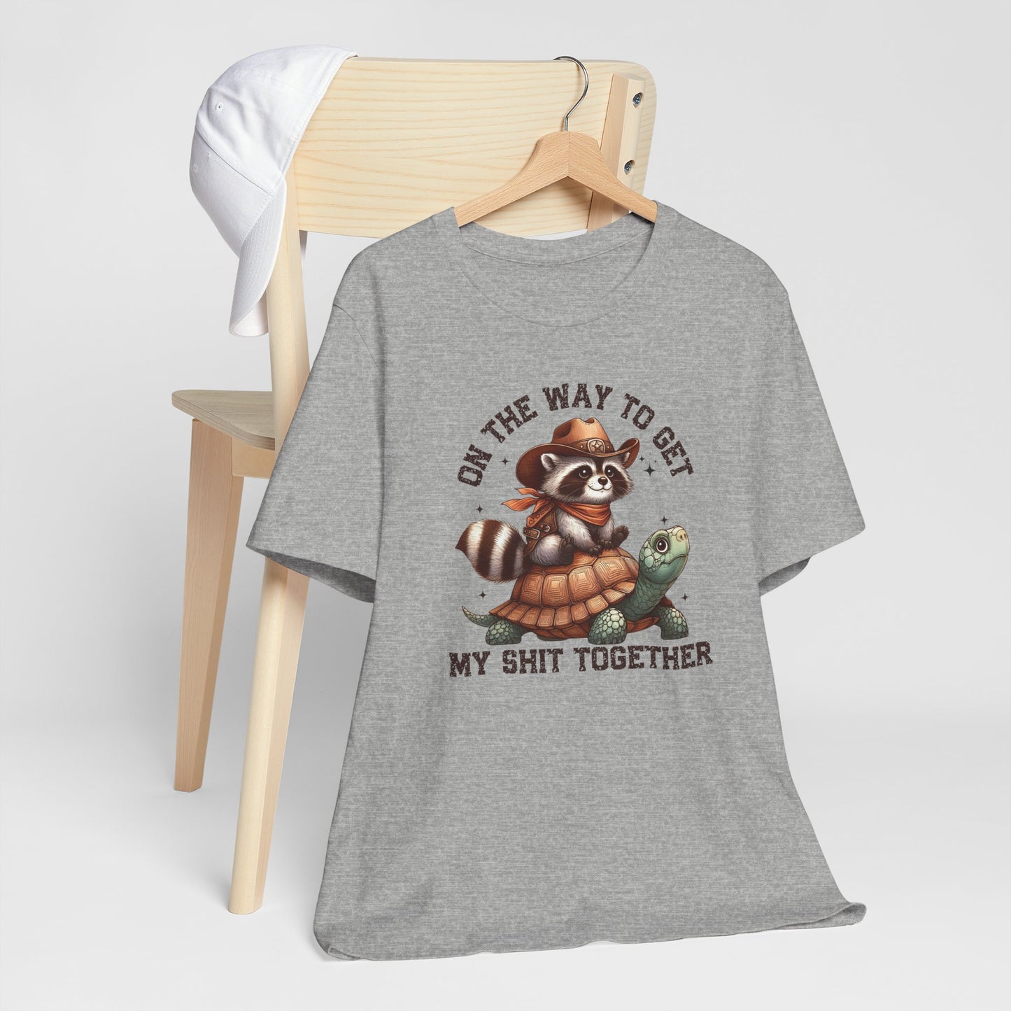 On The Way To Get My Shit Together Shirt – Funny Western Raccoon Turtle Graphic Tee