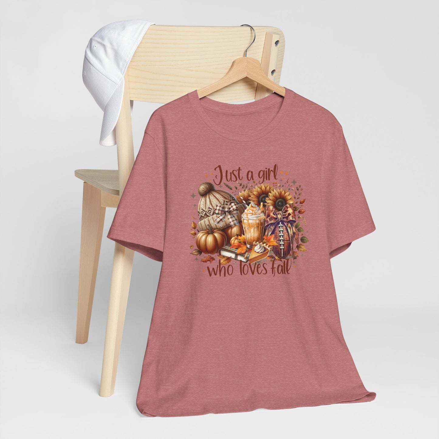 Just a Girl Who Loves Fall Tee – Football & Pumpkin Spice Shirt