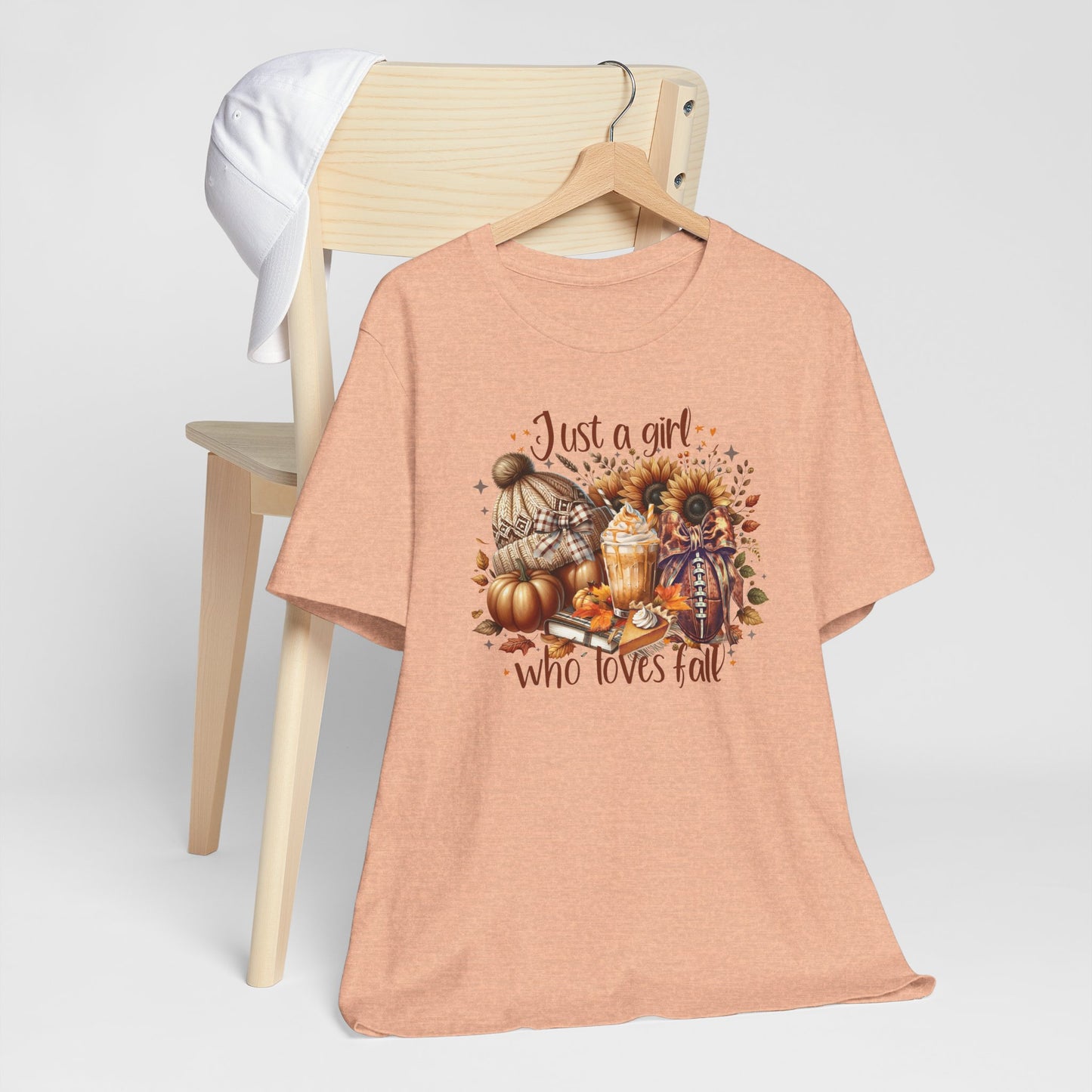 Just a Girl Who Loves Fall Tee – Football & Pumpkin Spice Shirt