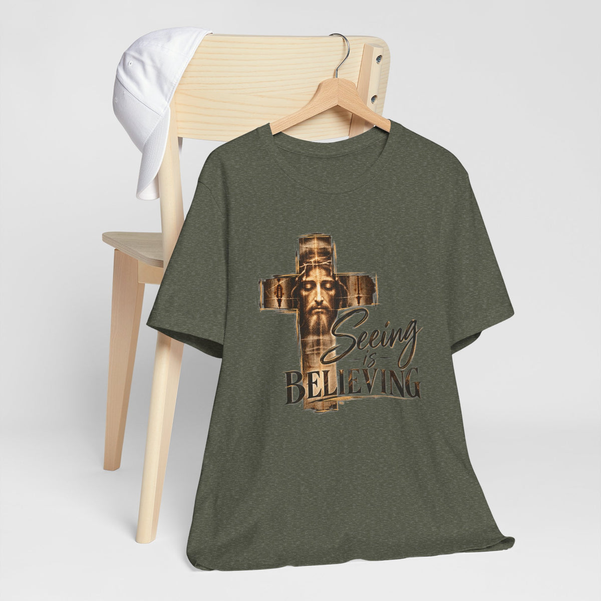 Seeing Is Believing Cross Christian T-Shirt | Shroud Inspired
