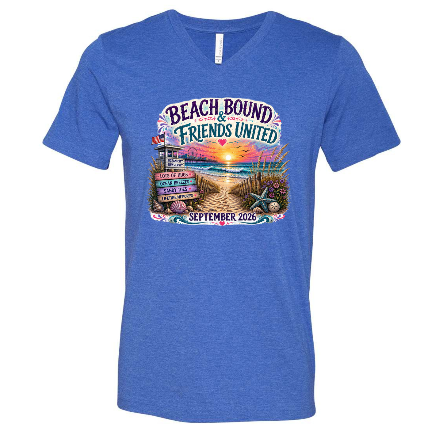 HUGS beach bound friends Vneck shirt