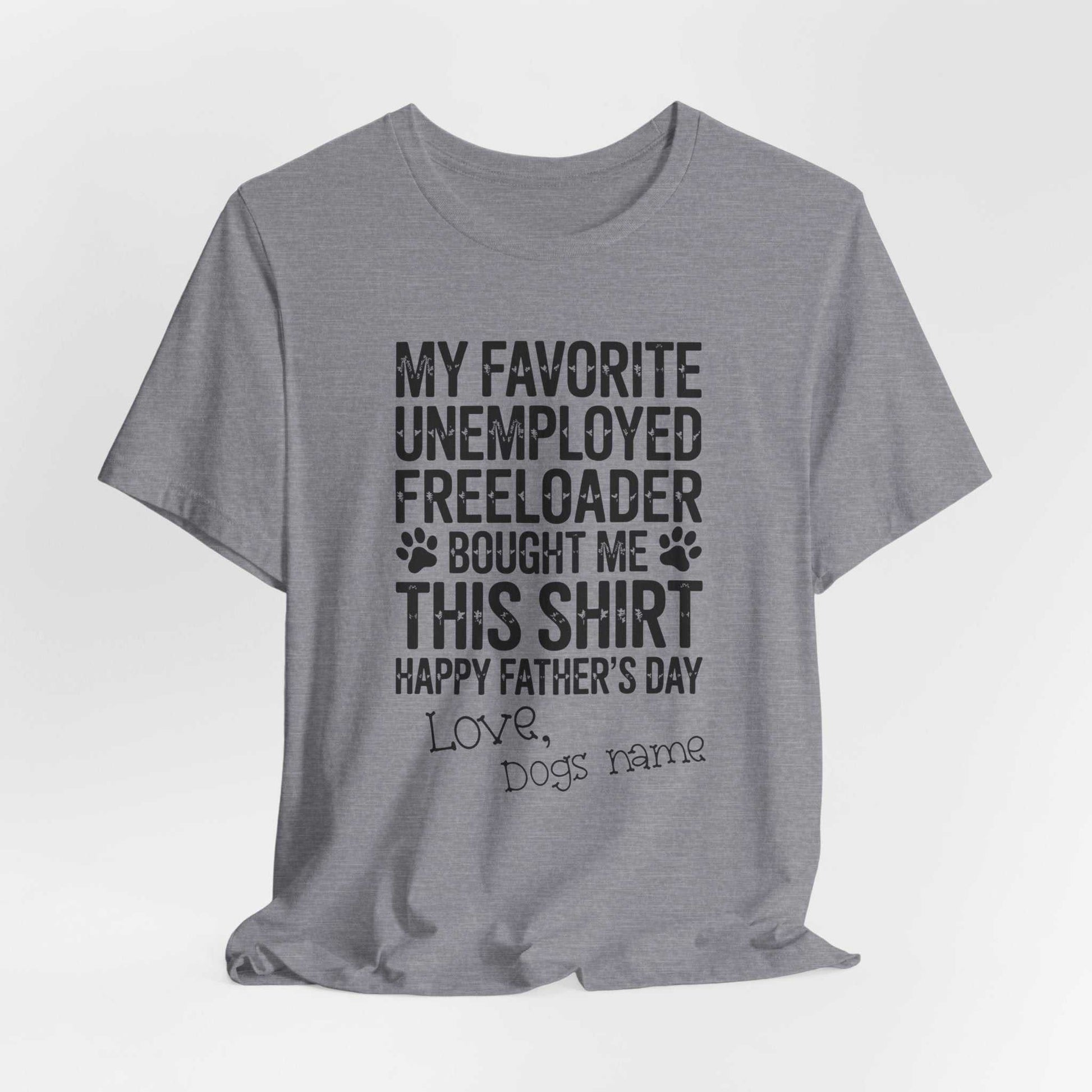 Funny Dog Dad Shirt with paw prints and humorous text for dog lovers and Fathers Day gift