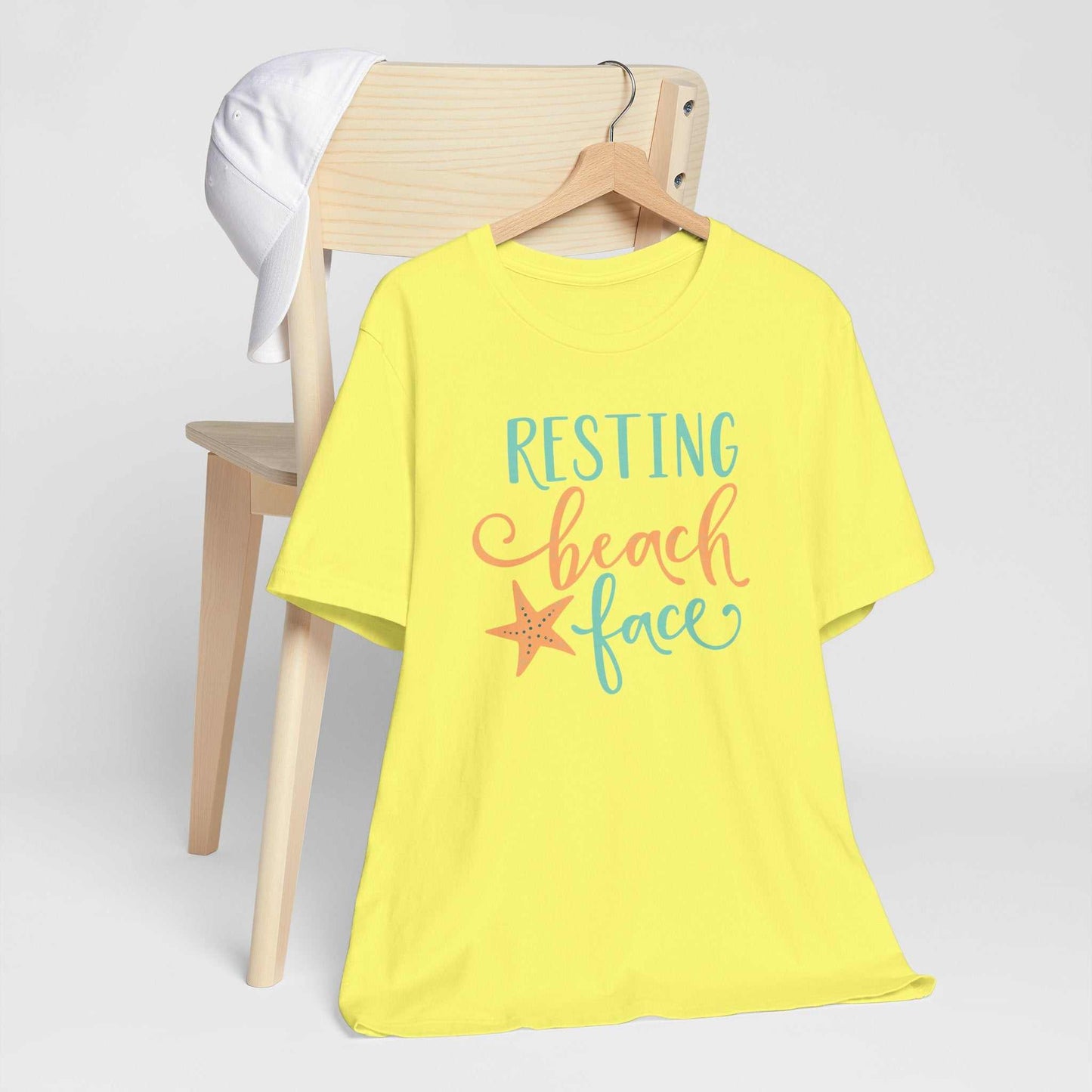 Resting Beach Face graphic tee with coastal colors on soft Bella + Canvas 3001 unisex shirt