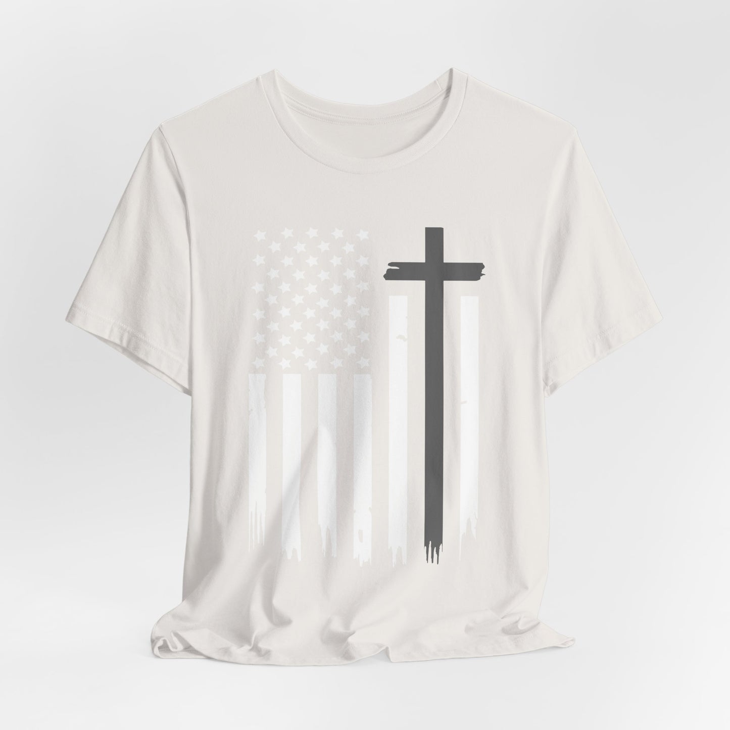 Christian American Flag T-Shirt — Cross & Stars Patriotic Tee