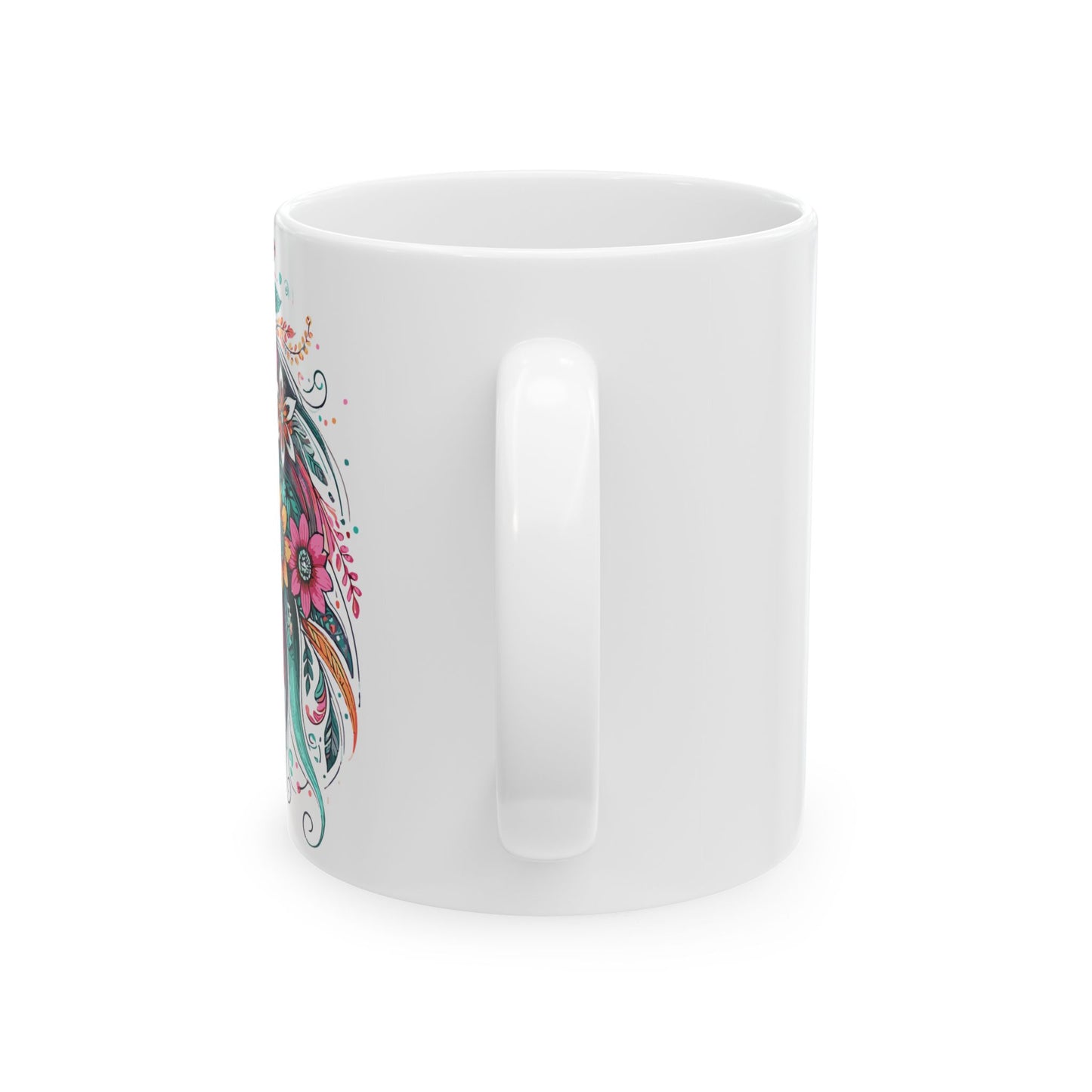 Floral Horse Ceramic Mug — Colorful Boho Horse Head Coffee Cup (11oz & 15oz)