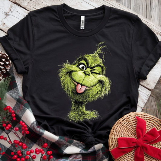 Winking Grinch – Funny Christmas Tee