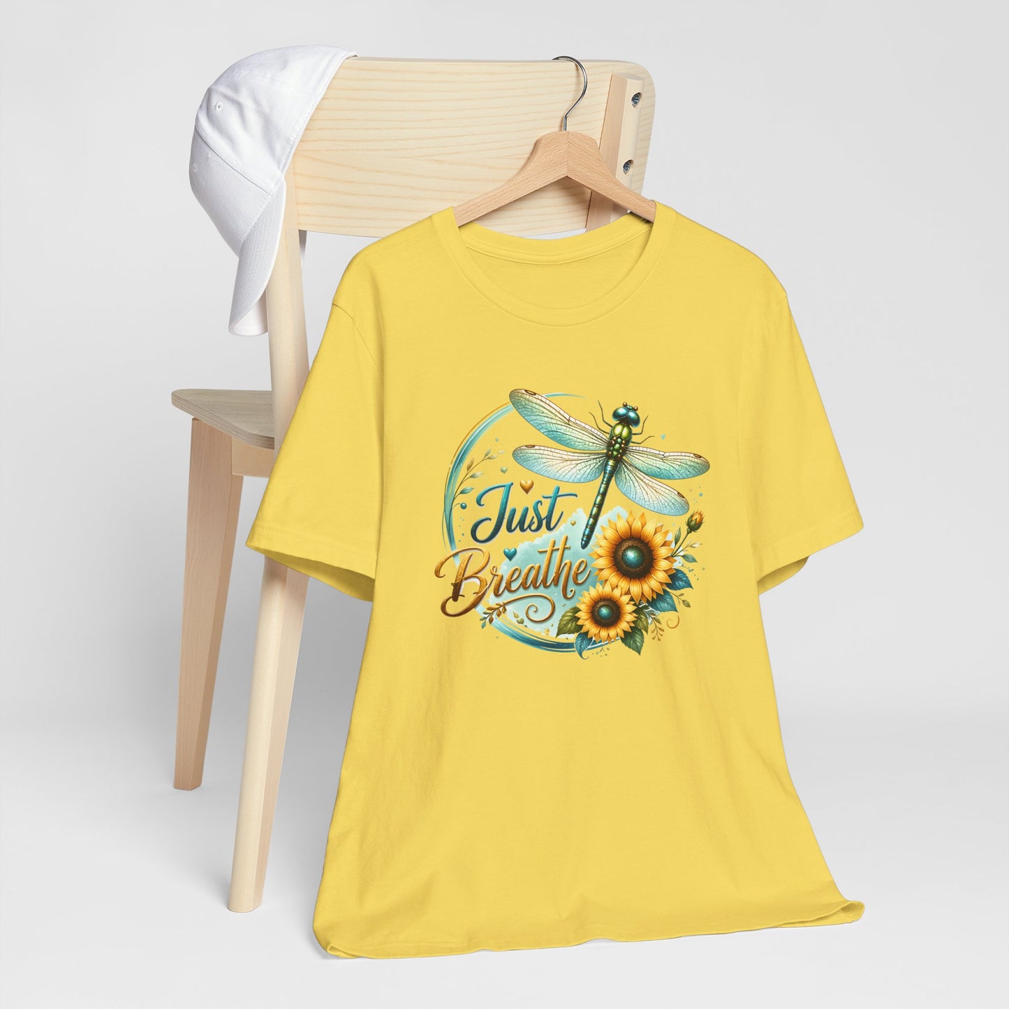 Just Breathe Sunflower Tee – Dragonfly Inspirational Shirt