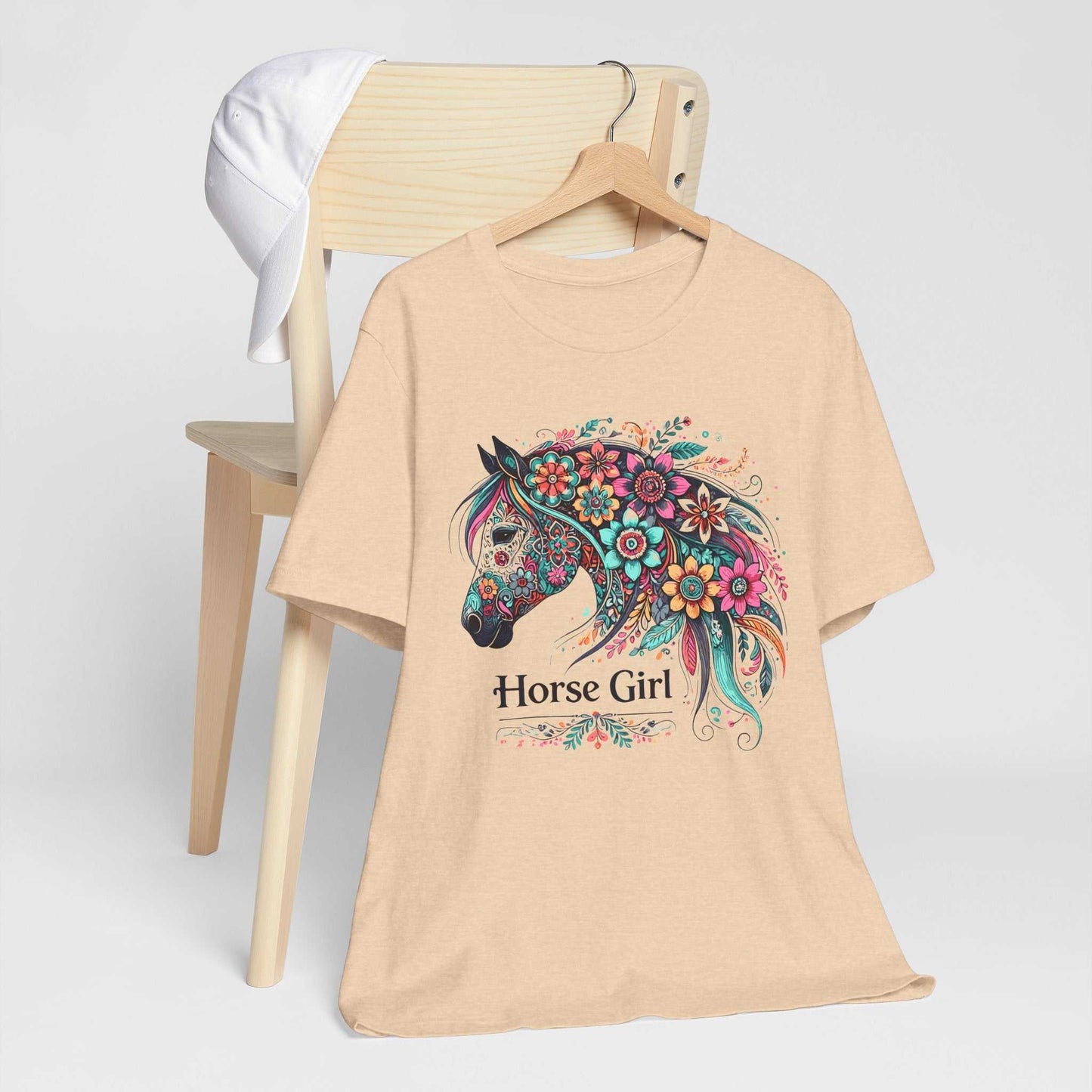floral horse shirt - sand dune