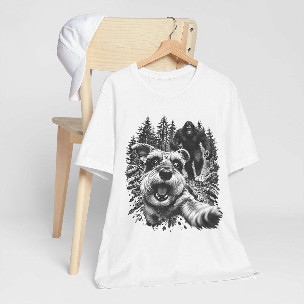 Bigfoot Made Me Run Funny Dog & Sasquatch Graphic Tee