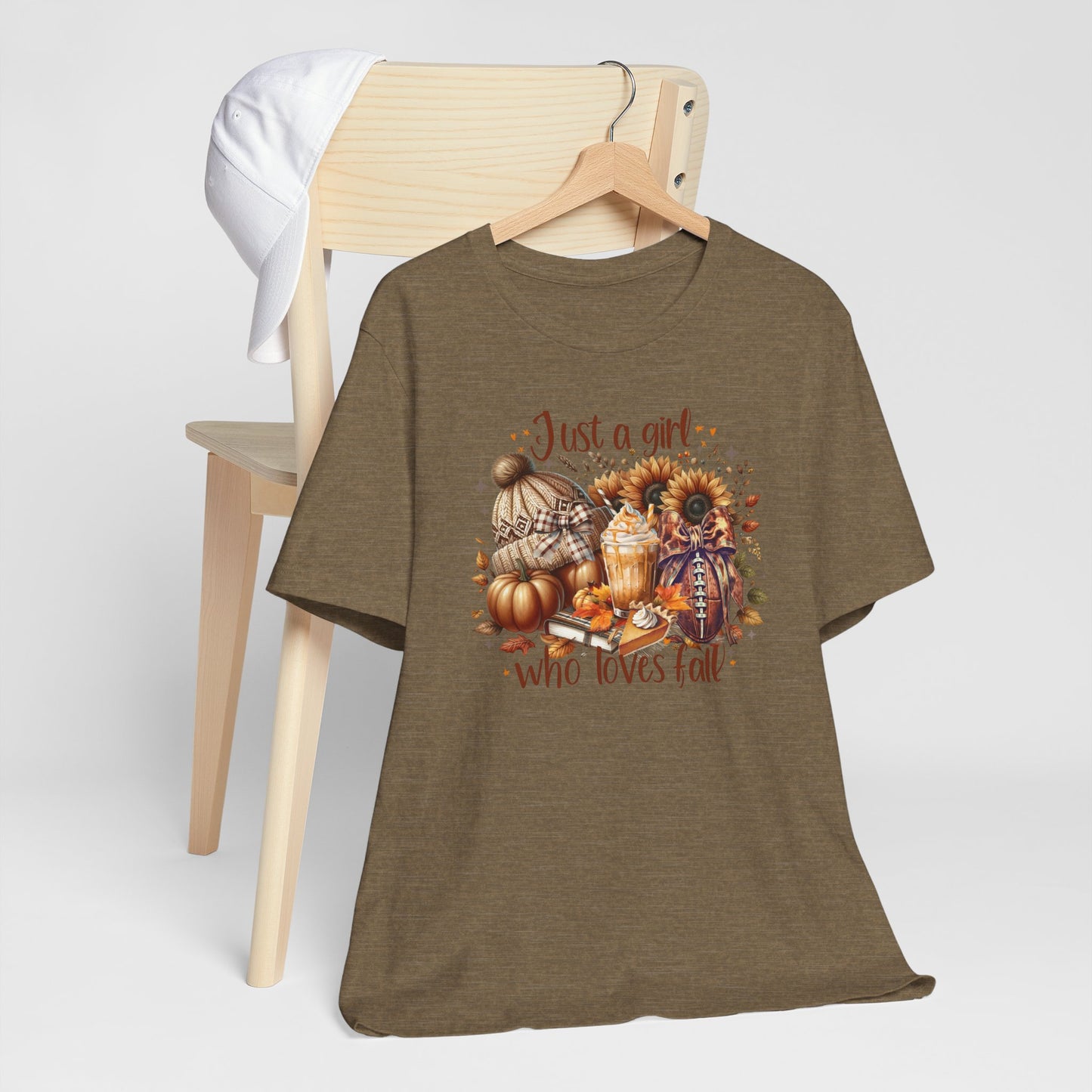 Just a Girl Who Loves Fall Tee – Football & Pumpkin Spice Shirt