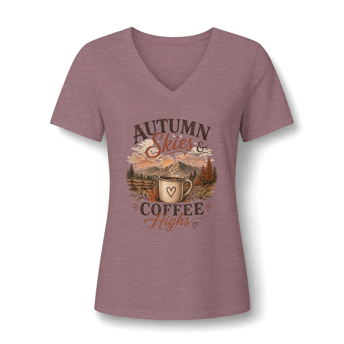 Autumn Skies & Coffee Nights Women's V-Neck Tee